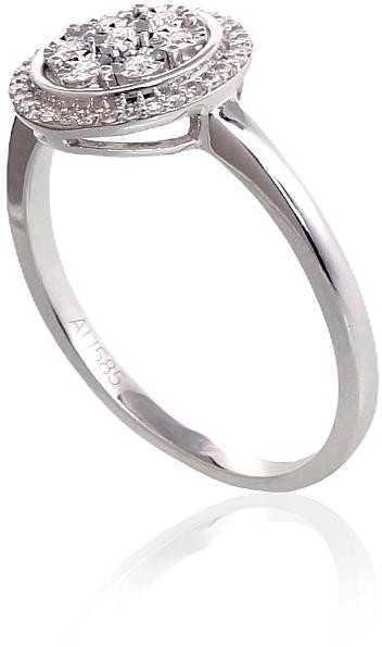 Auksinis žiedas su brangakmeniais. Metalas: Baltas Auksas. Praba: 585°. Akmuo: Briliantai - 18.5 - 3.09 g. - Briliantai (0,2Ct)