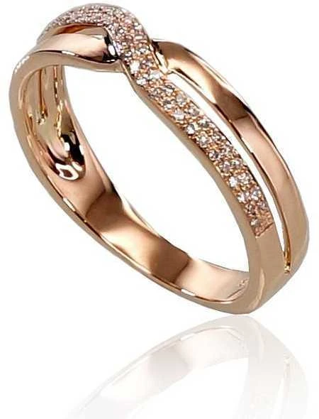 Auksinis žiedas su brangakmeniais. Metalas: Raudonas Auksas. Praba: 585°. Akmuo: Briliantai - 18 - 2.54 g. - Briliantai (0,119Ct)