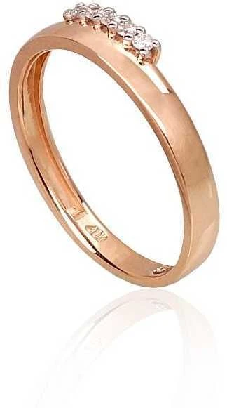 Auksinis žiedas su brangakmeniais. Metalas: Raudonas Auksas. Praba: 585°. Akmuo: Briliantai - 18 - 1.79 g. - Briliantai (0,07Ct)