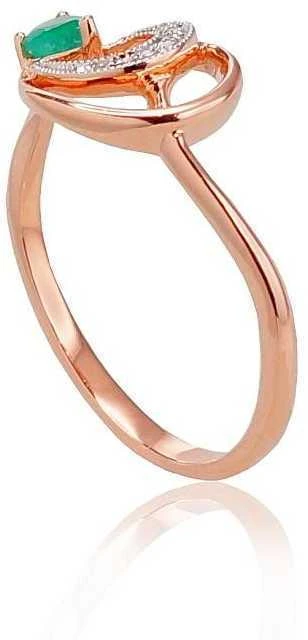 Auksinis žiedas su brangakmeniais. Metalas: Raudonas Auksas. Praba: 585°. Akmuo: Briliantai , Smaragdas - 17 - 1.48 g. - Briliantai (0,019Ct), Smaragdas (0,127Ct)