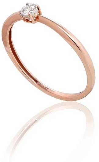 Auksinis žiedas su brangakmeniais. Metalas: Raudonas/Baltas Auksas. Praba: 585°. Akmuo: Briliantai - 17 - 1.23 g. - Briliantai (0,05Ct)