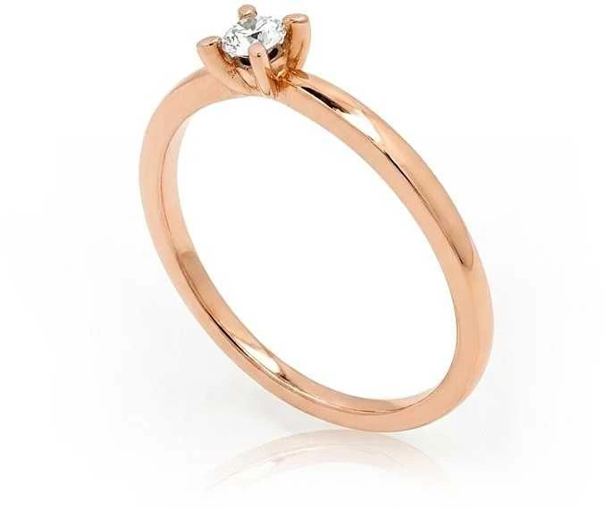 Auksinis žiedas su brangakmeniais. Metalas: Raudonas Auksas. Praba: 585°. Akmuo: Briliantai - 18 - 1.96 g. - Briliantai (0,15Ct)