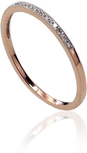 Auksinis žiedas su brangakmeniais. Metalas: Raudonas Auksas. Praba: 585°. Akmuo: Briliantai - 1 g. - 18 - Briliantai (0,053Ct)