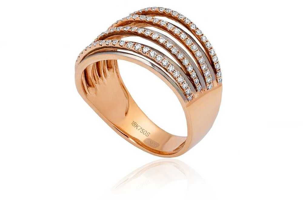 Auksinis žiedas su brangakmeniais. Metalas: Raudonas Auksas. Praba: 750°. Akmuo: Briliantai - 17 - 4.89 g. - Briliantai (0,41Ct)