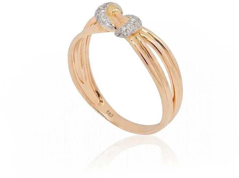Auksinis žiedas su brangakmeniais. Metalas: Raudonas Auksas. Praba: 585°. Akmuo: Briliantai - 17 - 1.85 g. - Briliantai (0,064Ct)