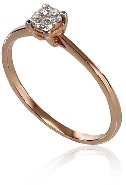 Auksinis žiedas su brangakmeniais. Metalas: Raudonas Auksas. Praba: 585°. Akmuo: Briliantai - 17 - 1.4 g. - Briliantai (0,075Ct)