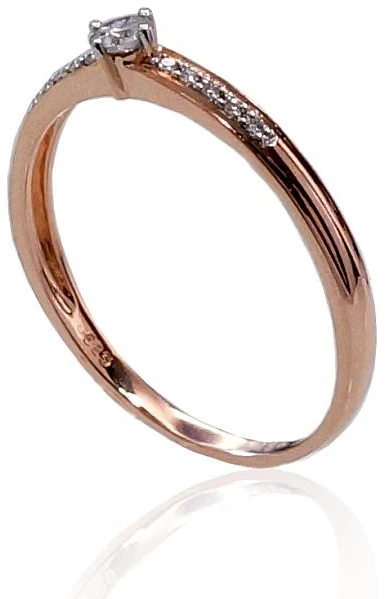 Auksinis žiedas su brangakmeniais. Metalas: Raudonas Auksas. Praba: 585°. Akmuo: Briliantai - 16 - 1.17 g. - Briliantai (0,112Ct)