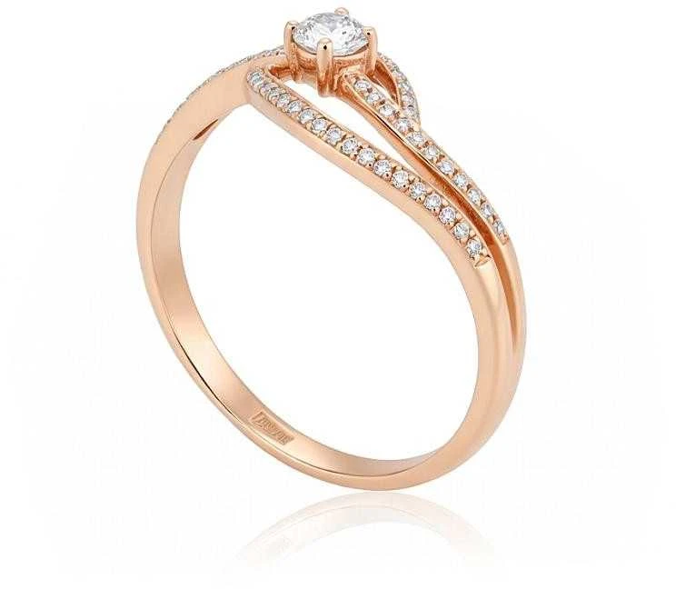 Auksinis žiedas su brangakmeniais. Metalas: Raudonas Auksas. Praba: 585°. Akmuo: Briliantai - 20 - 2.97 g. - Briliantai (0,39Ct)