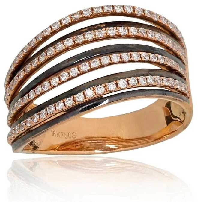 Auksinis žiedas su brangakmeniais. Metalas: Raudonas Auksas. Praba: 750°. Akmuo: Briliantai - 17 - 4.89 g. - Briliantai (0,41Ct)