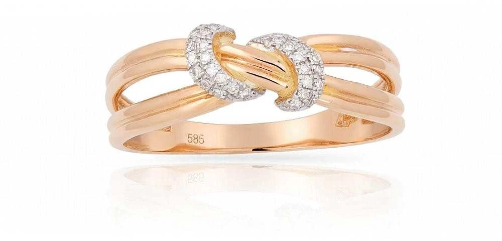 Auksinis žiedas su brangakmeniais. Metalas: Raudonas Auksas. Praba: 585°. Akmuo: Briliantai - 17 - 1.85 g. - Briliantai (0,064Ct)