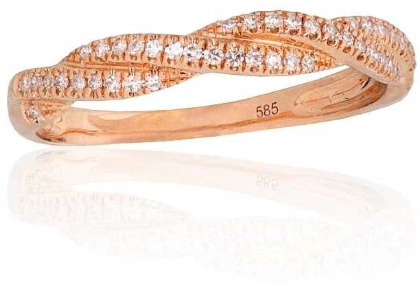 Auksinis žiedas su brangakmeniais. Metalas: Raudonas Auksas. Praba: 585°. Akmuo: Briliantai - 17 - 1.46 g. - Briliantai (0,113Ct)