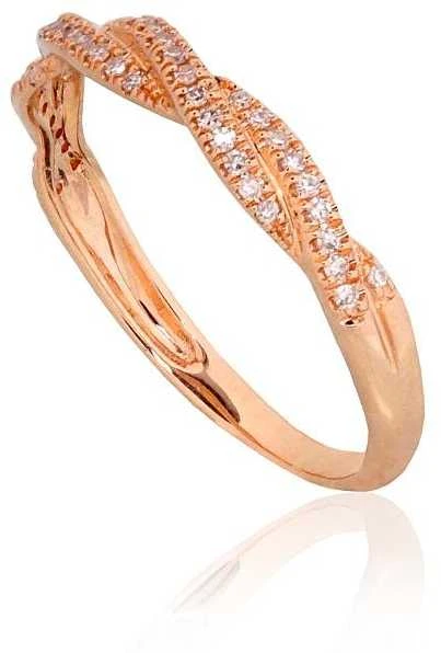 Auksinis žiedas su brangakmeniais. Metalas: Raudonas Auksas. Praba: 585°. Akmuo: Briliantai - 17 - 1.46 g. - Briliantai (0,113Ct)