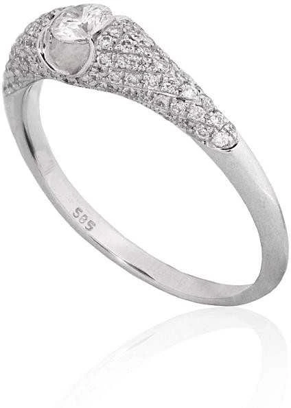 Auksinis žiedas su brangakmeniais. Metalas: Baltas Auksas. Praba: 585°. Akmuo: Briliantai - 17 - 2.25 g. - Briliantai (0,458Ct)