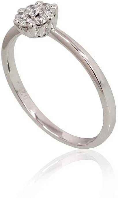 Auksinis žiedas su brangakmeniais. Metalas: Baltas Auksas. Praba: 585°. Akmuo: Briliantai - 18.5 - 1.72 g. - Briliantai (0,2Ct)