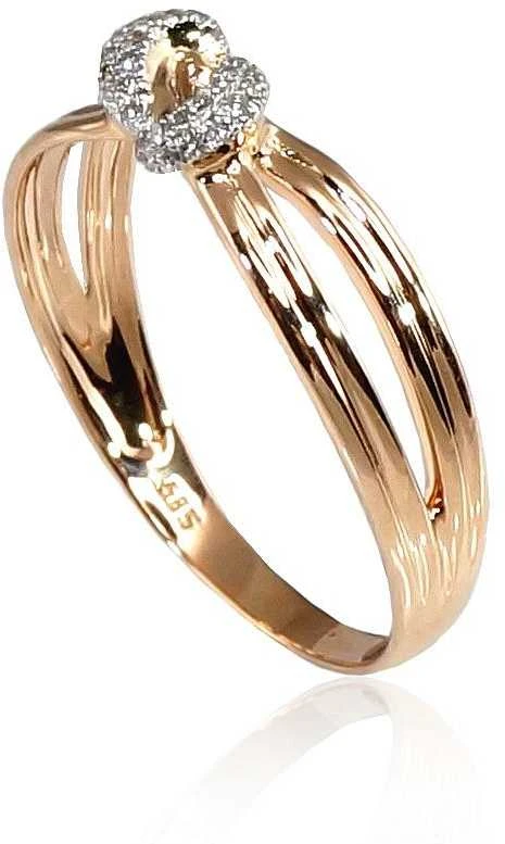 Auksinis žiedas su brangakmeniais. Metalas: Raudonas Auksas. Praba: 585°. Akmuo: Briliantai - 18 - 2.01 g. - Briliantai (0,059Ct)
