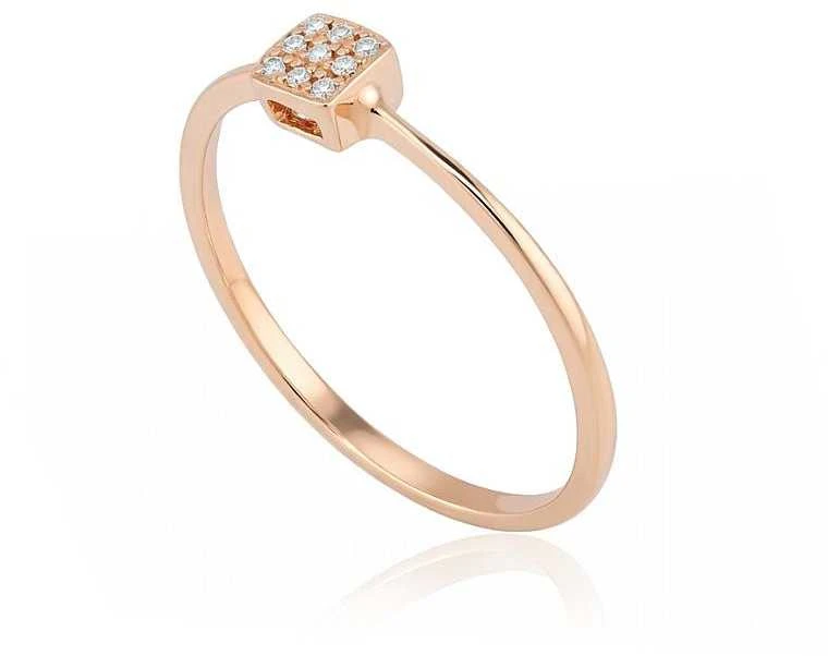 Auksinis žiedas su brangakmeniais. Metalas: Raudonas Auksas. Praba: 585°. Akmuo: Briliantai - 1.03 g. - 17.5 - Briliantai (0,027Ct)