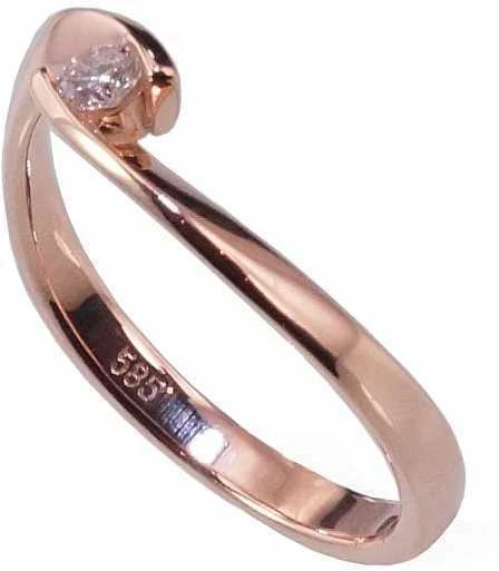 Auksinis žiedas su brangakmeniais. Metalas: Raudonas Auksas. Praba: 585°. Akmuo: Briliantai - 17.5 - 2.23 g. - Briliantai (0,09Ct)