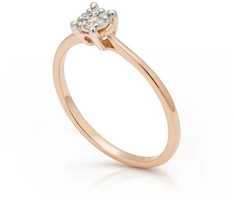 Auksinis žiedas su brangakmeniais. Metalas: Raudonas Auksas. Praba: 585°. Akmuo: Briliantai - 17 - 1.4 g. - Briliantai (0,075Ct)