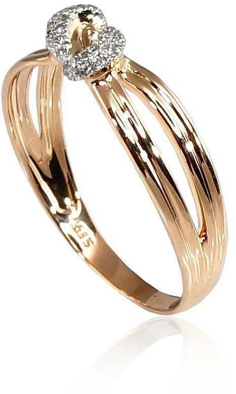 Auksinis žiedas su brangakmeniais. Metalas: Raudonas Auksas. Praba: 585°. Akmuo: Briliantai - 17 - 1.85 g. - Briliantai (0,064Ct)
