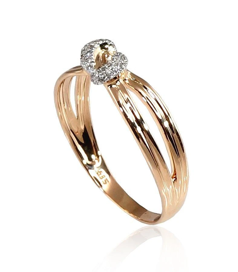 Auksinis žiedas su brangakmeniais. Metalas: Raudonas Auksas. Praba: 585°. Akmuo: Briliantai - 17 - 1.85 g. - Briliantai (0,064Ct)