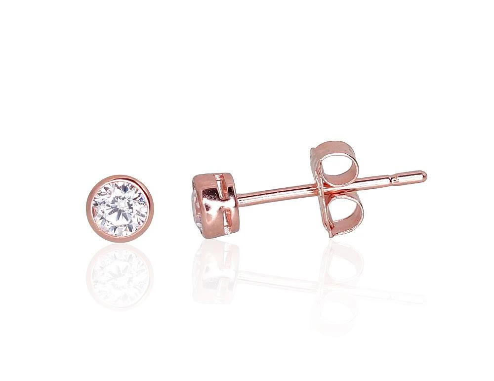Auksiniai auskarai vinukai, Raudonas Auksas, Cirkonai - 3 mm. - 0.35 g.