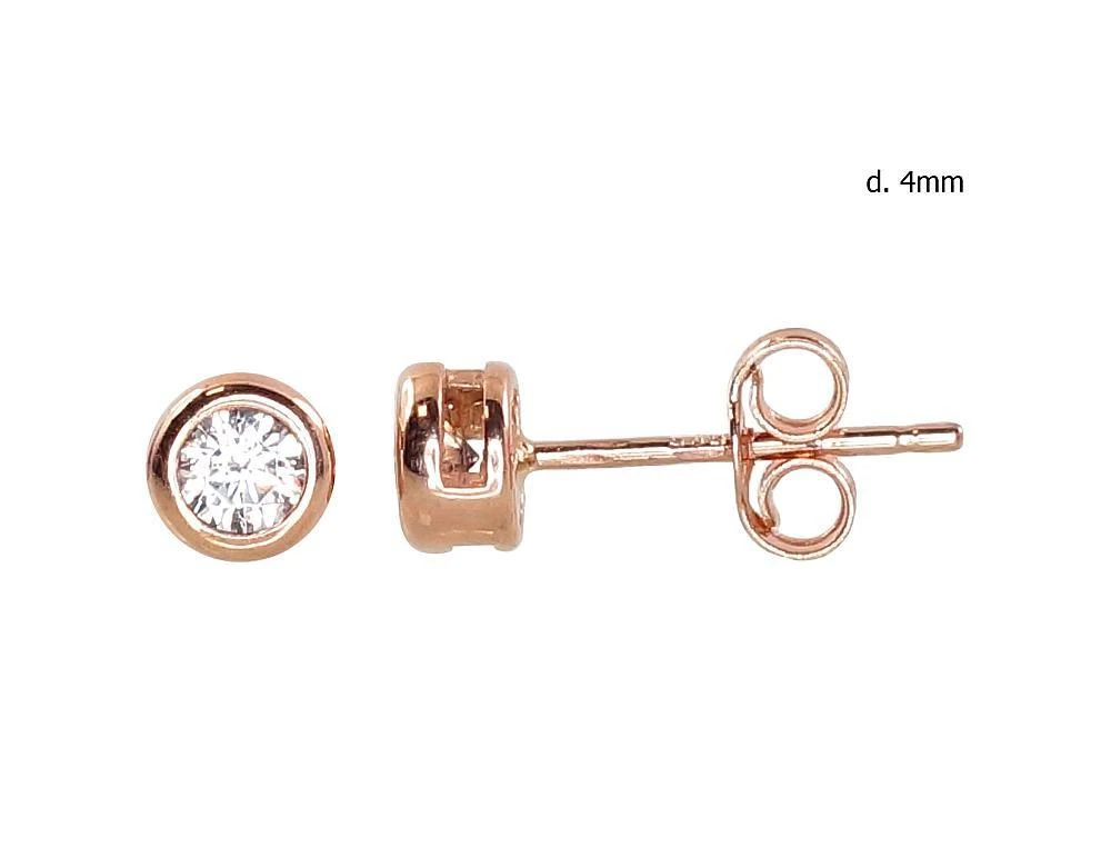 Auksiniai auskarai vinukai, Raudonas Auksas, Cirkonai - 0.75 g. - 4 mm.