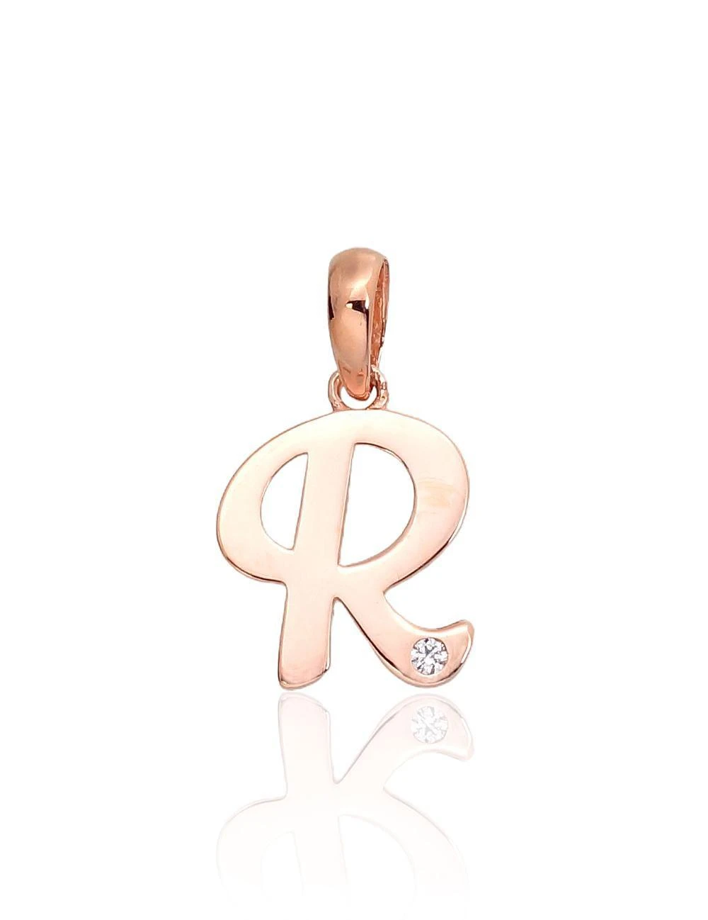 Auksinis pakabukas - vardo raidė, Raudonas Auksas, praba 585°, Akmuo: Cirkonai - 0.43 g. - 16 mm.