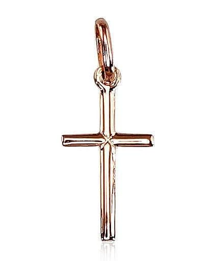 Auksinis pakabukas kryželis. Metalas: Raudonas Auksas. Praba: 585°. - 0.48 g. - 23 mm.
