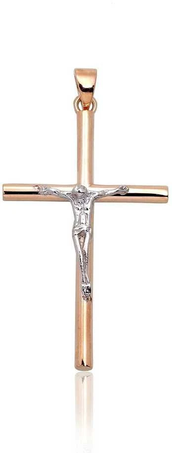 Auksinis pakabukas kryželis. Metalas: Raudonas/Baltas Auksas. Praba: 585°. - 1.07 g. - 32 mm.