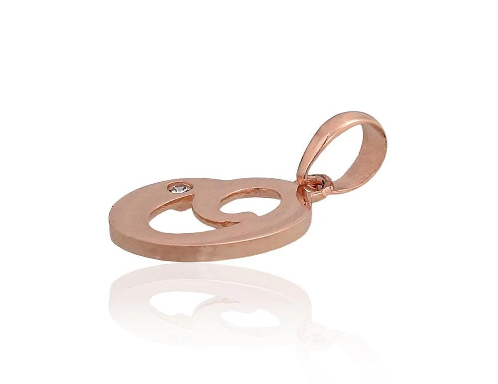 Auksinis pakabukas - vardo raidė, Raudonas Auksas, praba 585°, Akmuo: Cirkonai - 0.44 g. - 16 mm.