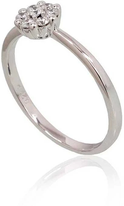 Auksinis žiedas su brangakmeniais. Metalas: Baltas Auksas. Praba: 585°. Akmuo: Briliantai - 18.5 - 1.72 g. - Briliantai (0,2Ct)