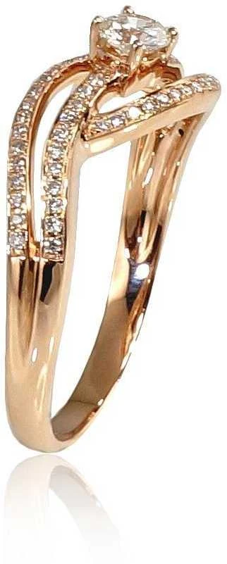 Auksinis žiedas su brangakmeniais. Metalas: Raudonas Auksas. Praba: 585°. Akmuo: Briliantai - 20 - 2.97 g. - Briliantai (0,39Ct)