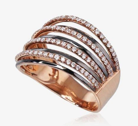 Auksinis žiedas su brangakmeniais. Metalas: Raudonas Auksas. Praba: 750°. Akmuo: Briliantai - 17 - 4.89 g. - Briliantai (0,41Ct)