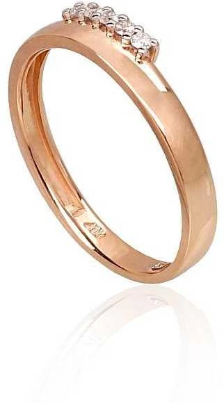 Auksinis žiedas su brangakmeniais. Metalas: Raudonas Auksas. Praba: 585°. Akmuo: Briliantai - 17 - 1.8 g. - Briliantai (0,07Ct)
