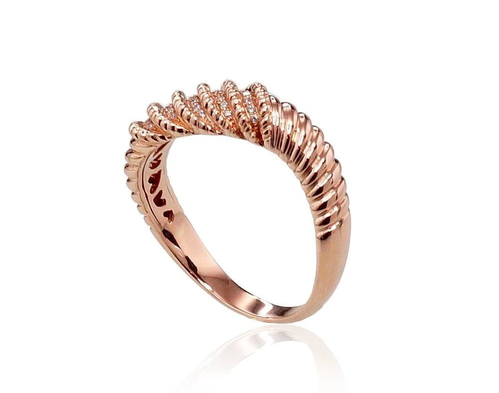 Auksinis žiedas su brangakmeniais. Metalas: Raudonas Auksas. Praba: 585°. Akmuo: Briliantai - 18 - 4.41 g. - Briliantai (0,082Ct)