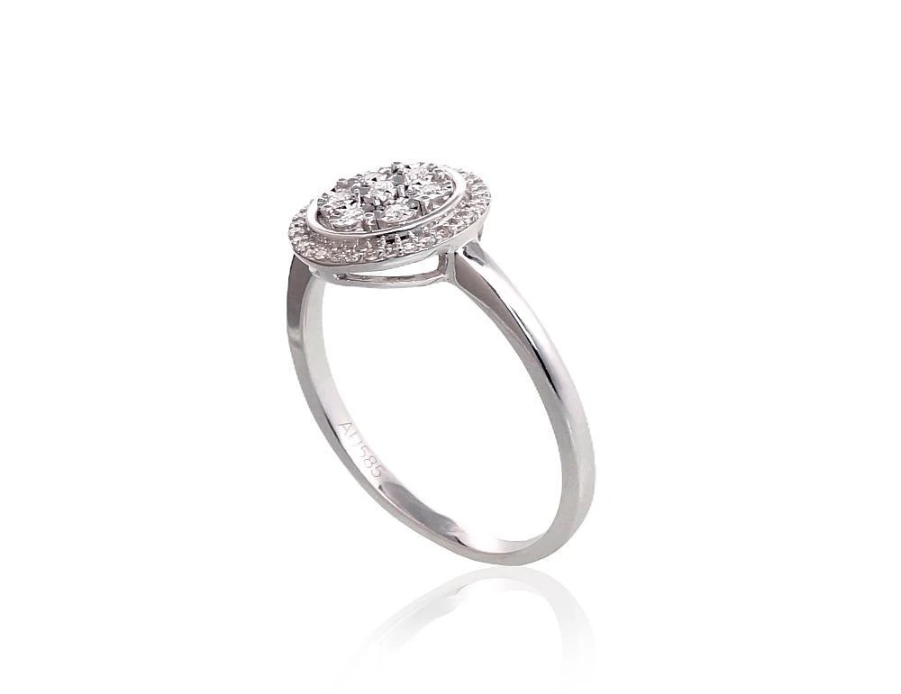 Auksinis žiedas su brangakmeniais. Metalas: Baltas Auksas. Praba: 585°. Akmuo: Briliantai - 18.5 - 3.09 g. - Briliantai (0,2Ct)