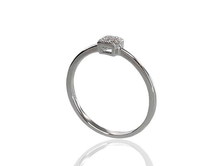 Auksinis žiedas su brangakmeniais. Metalas: Baltas Auksas. Praba: 585°. Akmuo: Briliantai - 16 - 1.08 g. - Briliantai (0,025Ct)