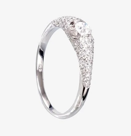 Auksinis žiedas su brangakmeniais. Metalas: Baltas Auksas. Praba: 585°. Akmuo: Briliantai - 17 - 2.25 g. - Briliantai (0,458Ct)