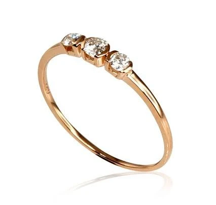 Auksinis žiedas su brangakmeniais. Metalas: Raudonas Auksas. Praba: 585°. Akmuo: Briliantai - 1.01 g. - 18 - Briliantai (0,22Ct)
