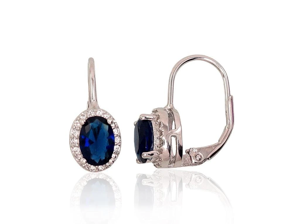 Sidabriniai auskarai anglišku užsegimu, Metalas: Sidabras, Praba: 925°, Akmuo: Cirkonai - 18 mm. - 2.8 g.