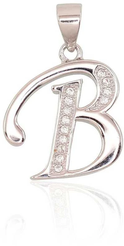 Sidabrinis Pakabukas - Vardo Raidė. Metalas: Sidabras. Praba: 925°. Akmuo: Cirkonai - 2.2 g. - 23 mm.