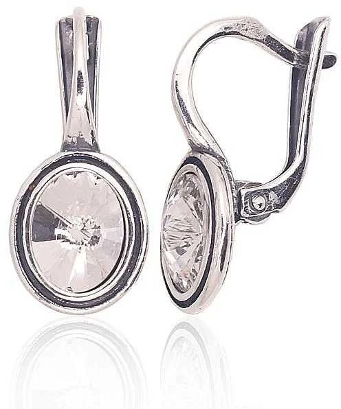 Sidabriniai auskarai anglišku užsegimu, Metalas: Sidabras, Praba: 925°, Akmuo: Kristalai - 3.3 g. - 20 mm.