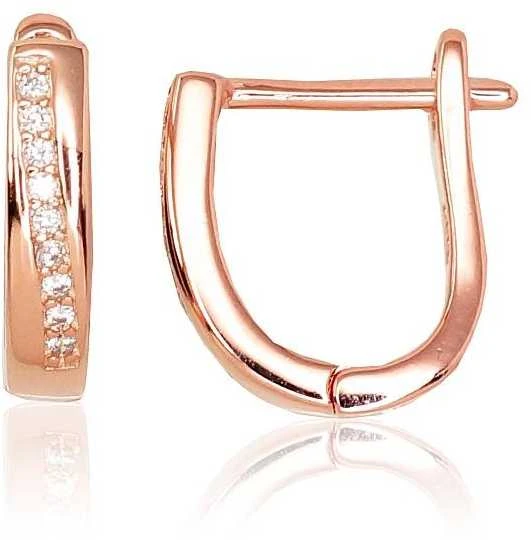 Sidabriniai auskarai anglišku užsegimu, Metalas: Sidabras, Praba: 925°, Akmuo: Cirkonai - 14 mm. - 2.6 g.