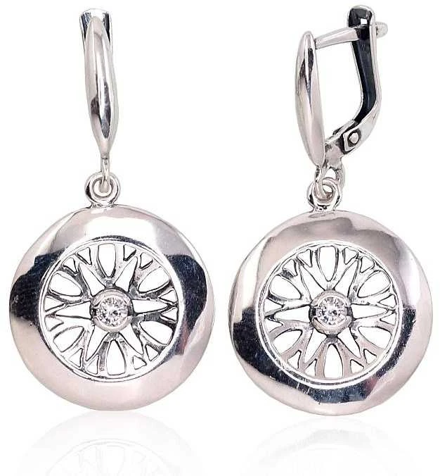 Sidabriniai auskarai anglišku užsegimu, Metalas: Sidabras, Praba: 925°, Akmuo: Cirkonai - 6 g. - 39 mm.
