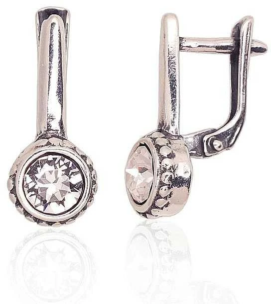 Sidabriniai auskarai anglišku užsegimu, Metalas: Sidabras, Praba: 925°, Akmuo: Cirkonai - 18 mm. - 2.8 g.