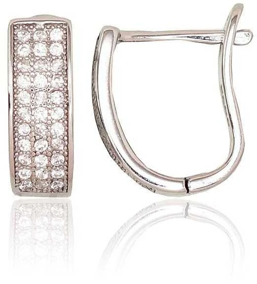 Sidabriniai auskarai anglišku užsegimu, Metalas: Sidabras, Praba: 925°, Akmuo: Cirkonai - 2.7 g. - 14 mm.