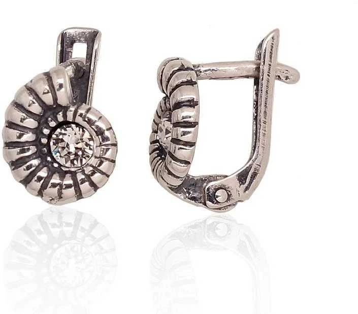 Sidabriniai auskarai anglišku užsegimu, Metalas: Sidabras, Praba: 925°, Akmuo: Cirkonai - 1.7 g. - 11 mm.