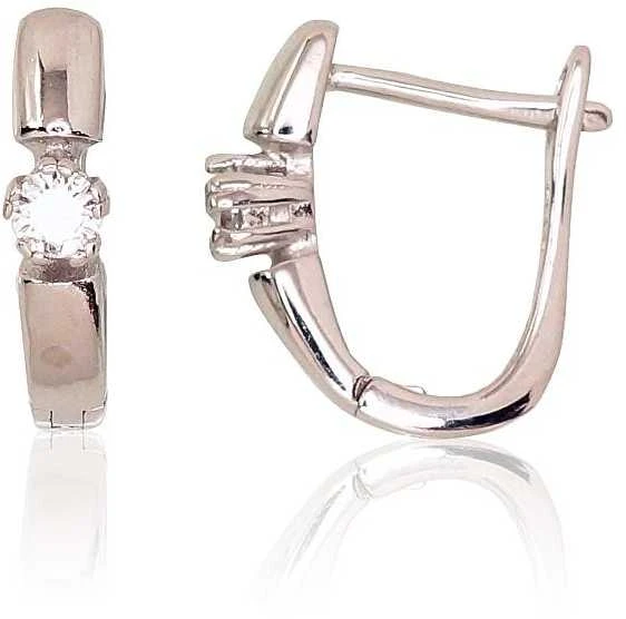 Sidabriniai auskarai anglišku užsegimu, Metalas: Sidabras, Praba: 925°, Akmuo: Cirkonai - 2.6 g. - 16 mm.