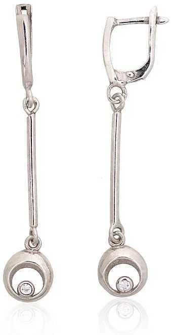 Sidabriniai auskarai anglišku užsegimu, Metalas: Sidabras, Praba: 925°, Akmuo: Cirkonai - 3.6 g. - 47 mm.