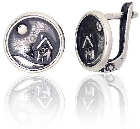 Sidabriniai auskarai ant cilindrinės spynos - 2.7 g. - 12 mm.